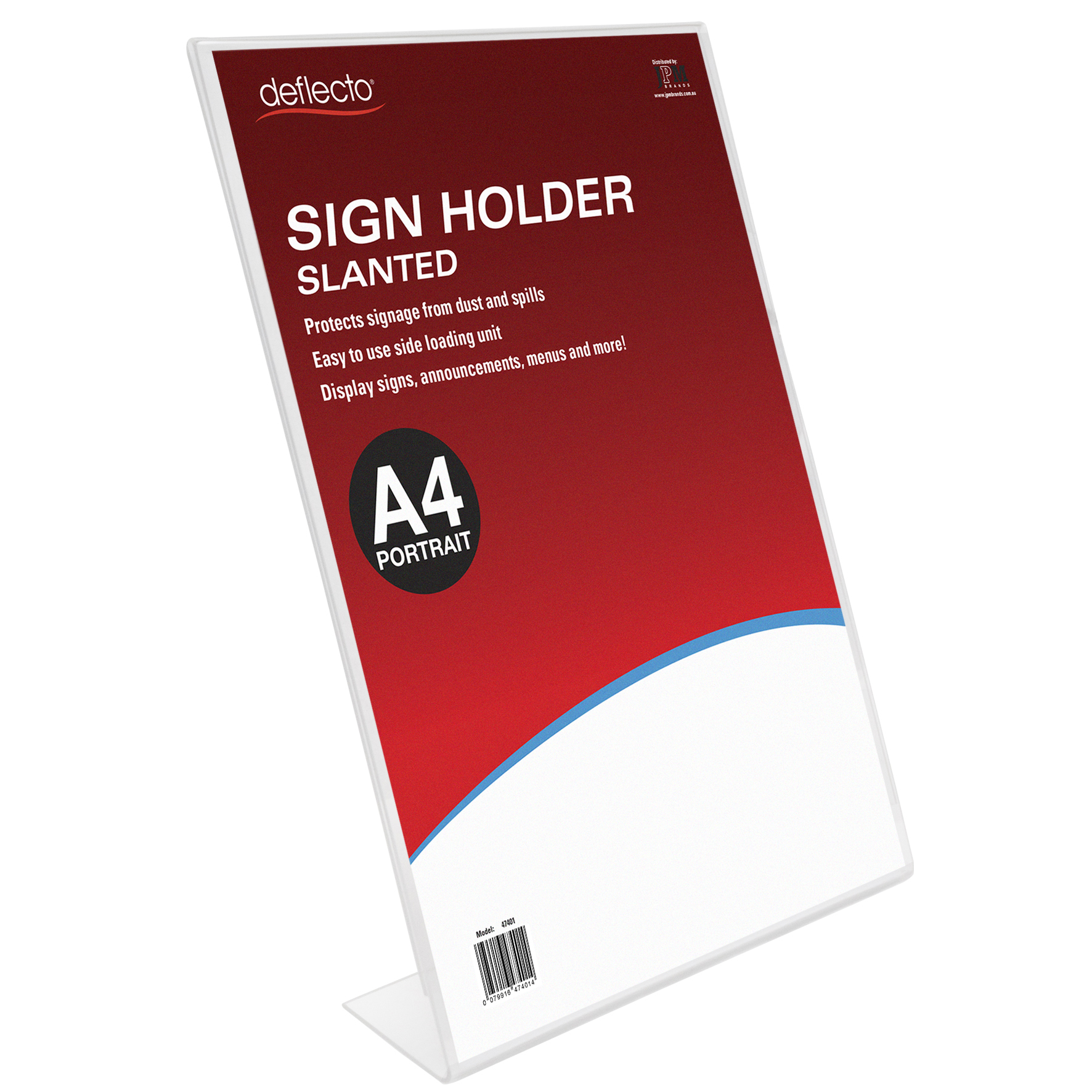 Deflecto Slanted Sign Holder - A4 Portrait | JPM International Pty Ltd.