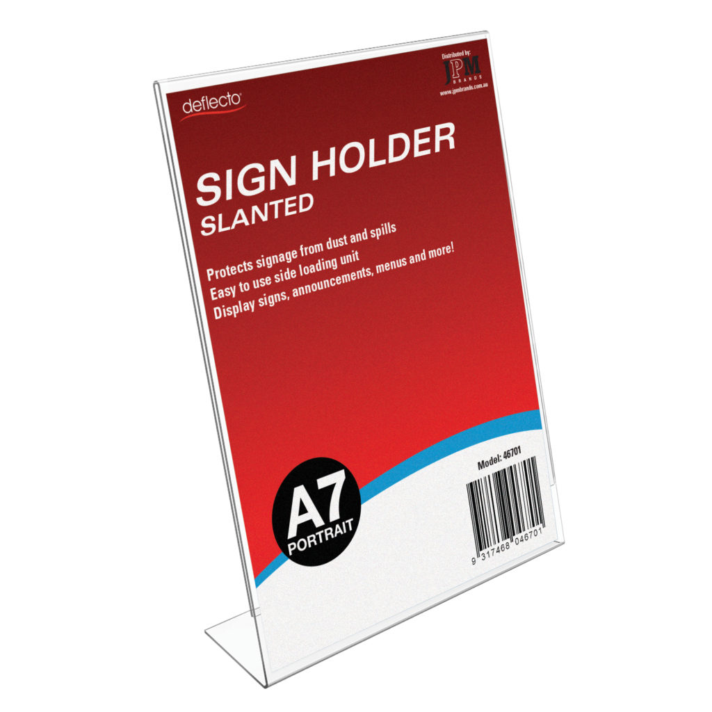 Sign Holder – Slanted – A7 Portrait - JPM International Pty Ltd.